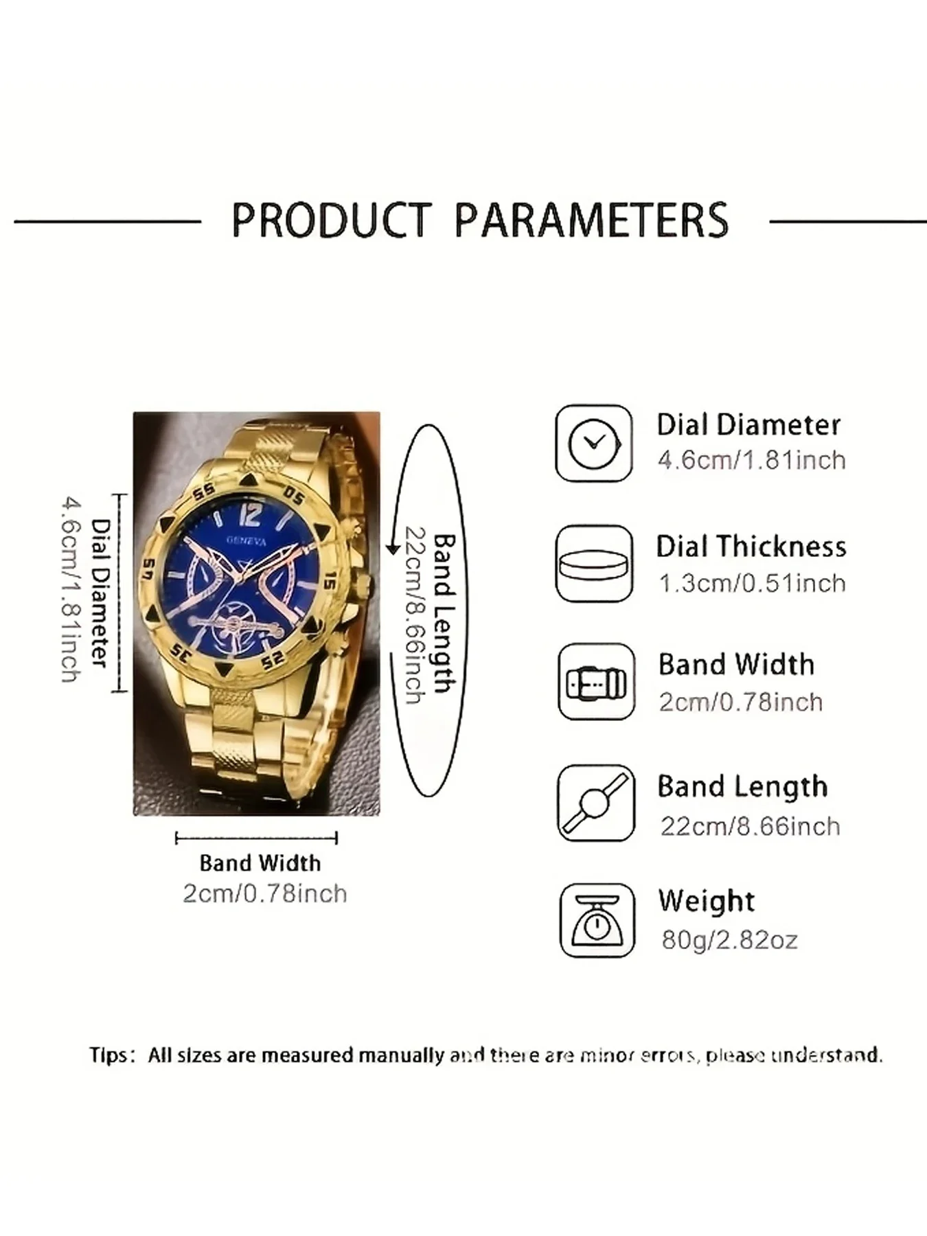 10-Piece Men's Sports Quartz Watch Set with Blue-Tinted Glass and Large Dial