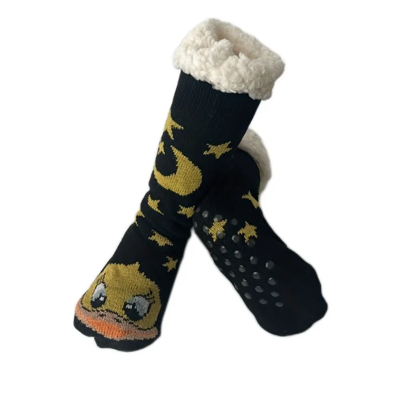 

Winter Warm Socks Women Funny Cute Dog Duck Bear Home Indoor Floor Soft Female Non Slip Grip Comfy Stripe Slipper Fuzzy Sock