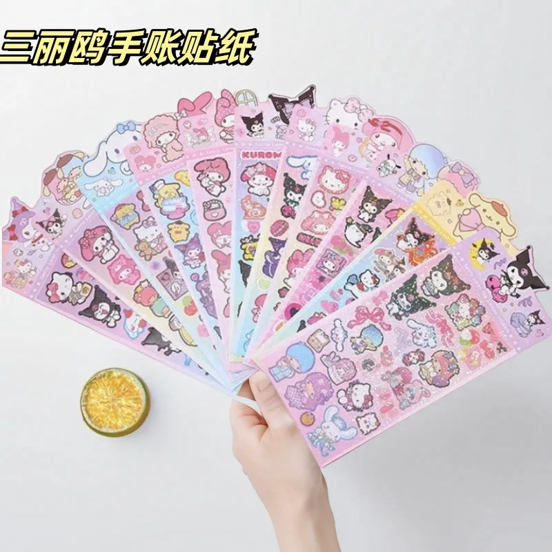Hot 18 pz Serie Sanrio Kuromi My Melody Laser Adesivi Disney Stich Lotso Creativo Carino Dipinto A Mano Adesivi Decorativi Regali