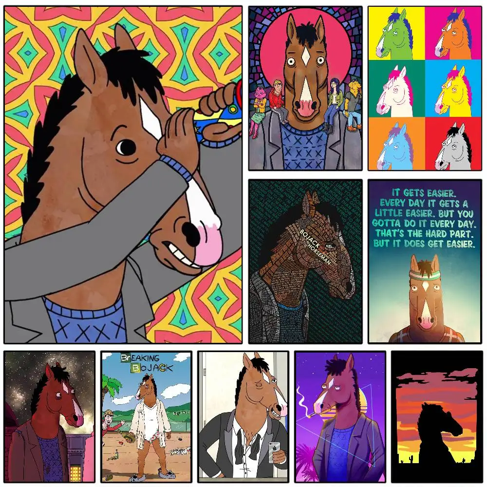 Lustiges BoJack H-Horsemans-Poster, HD-Klebrige Wand, wasserdicht, für Zuhause, Wohnzimmer, Schlafzimmer, Wohnheim, Bar, ästhetische Dekoration