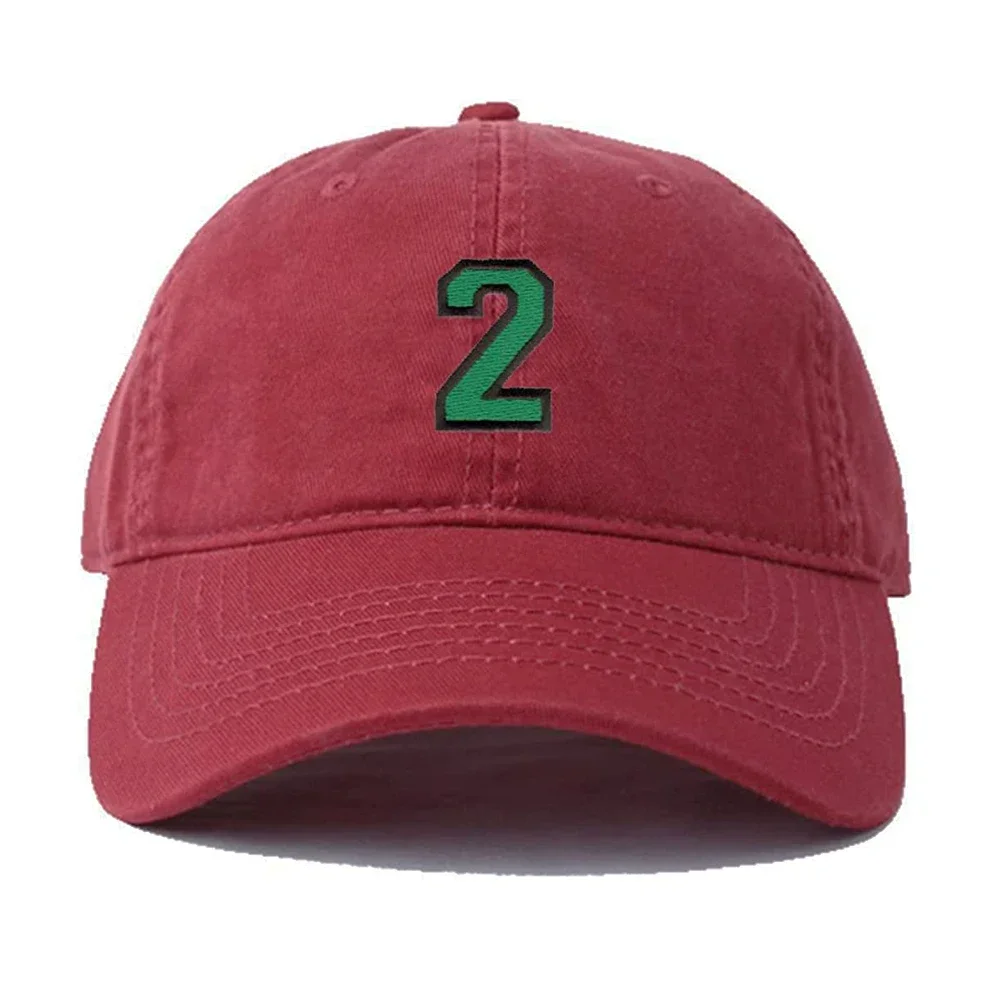 Men's Baseball Cap Number 2 Embroidery Hat Black Embroidered Casual Baseball Caps