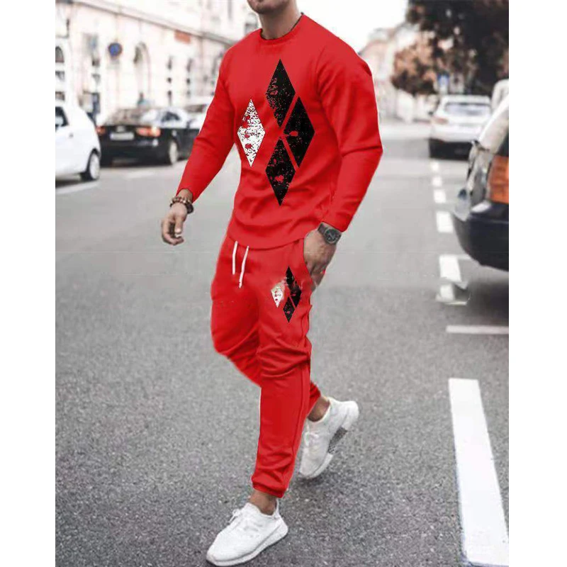 

Lion Printing Men Set Tracksuit Men Sportsuits Gentlemen Set T-shirt Suit Long Sleeve 3D Coat+Pants Gyms Casual Sportswear Suit