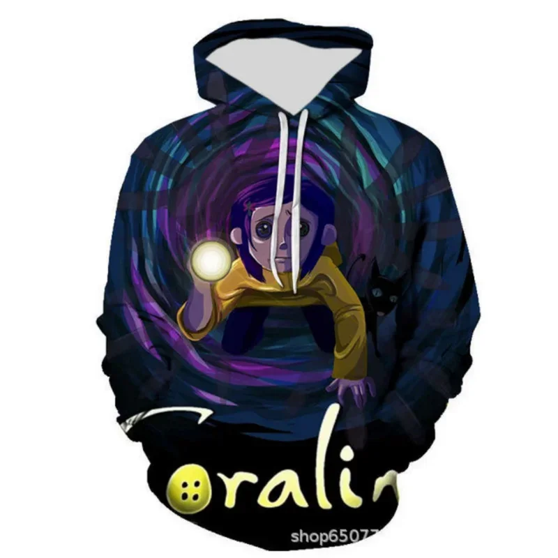 Cosbao cosplay coraline traje com capuz para crianças impressão 3d hoodies meninos meninas dos desenhos animados anime pullovers da criança crianças camisolas topo