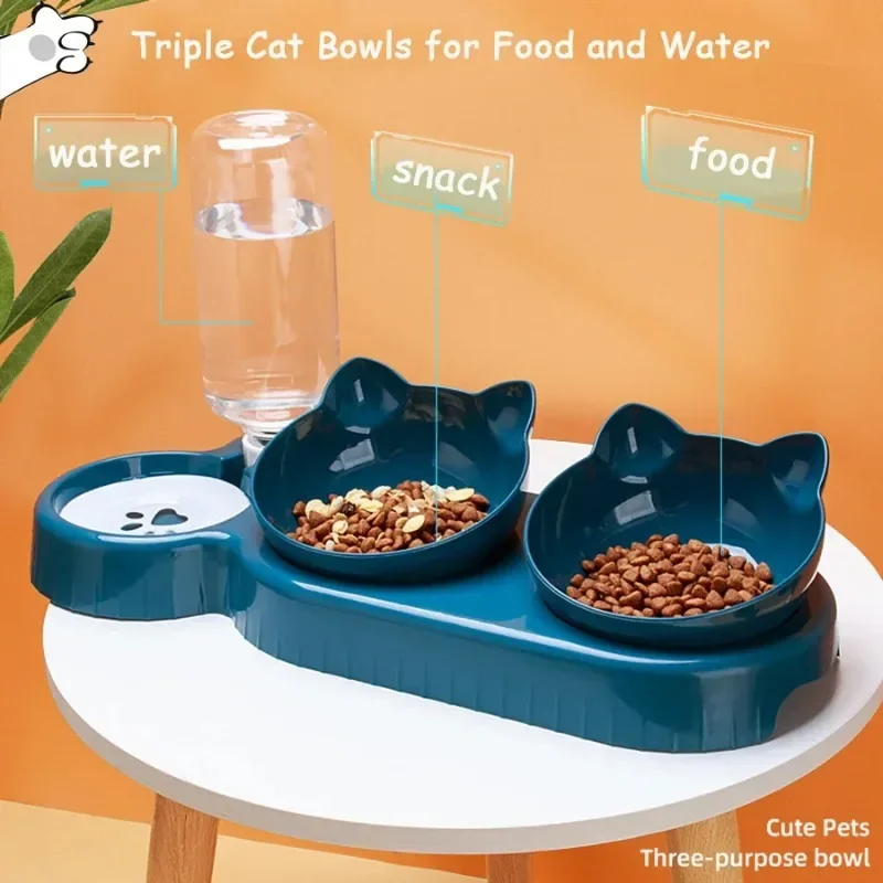 

Cat Bowl Cat Food Double Neck Protection Automatic Drinking Anti Overturning Cat Food Rice Bowl Pet Supplies