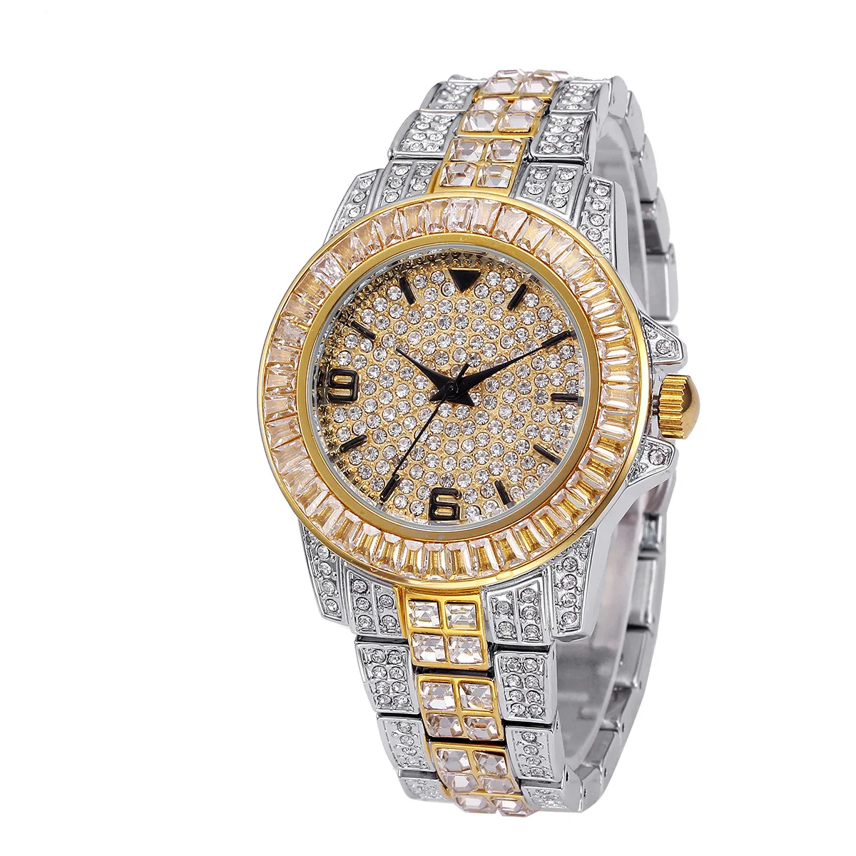 Luxury Full Stone Quartz Hip Hop Watch - usage example