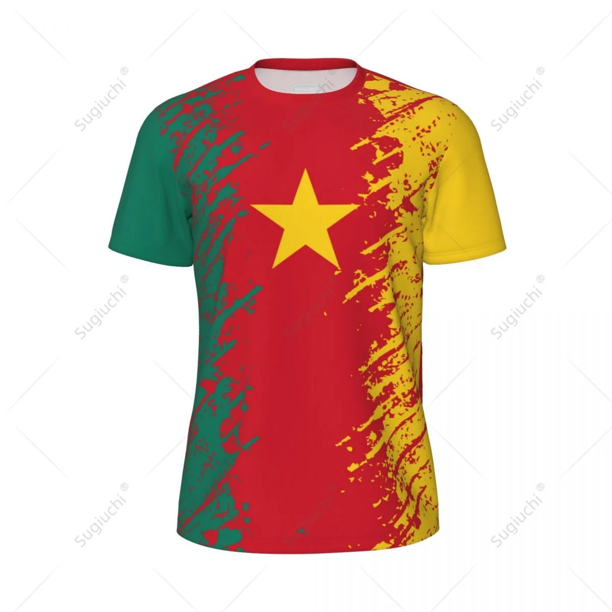 Exclusive design Cameroon Flag Grain 3D Printed Men For Running Bike Soccer Tennis Fitness Sports tshirt Mesh Fans Short T-shirt