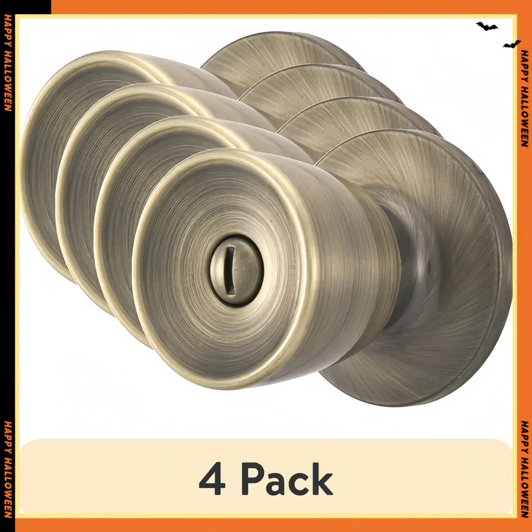 مقبض خصوصية الجرس الكلاسيكي مكون من 4 قطع - أجهزة الباب الداخلية النحاسية العتيقة #1