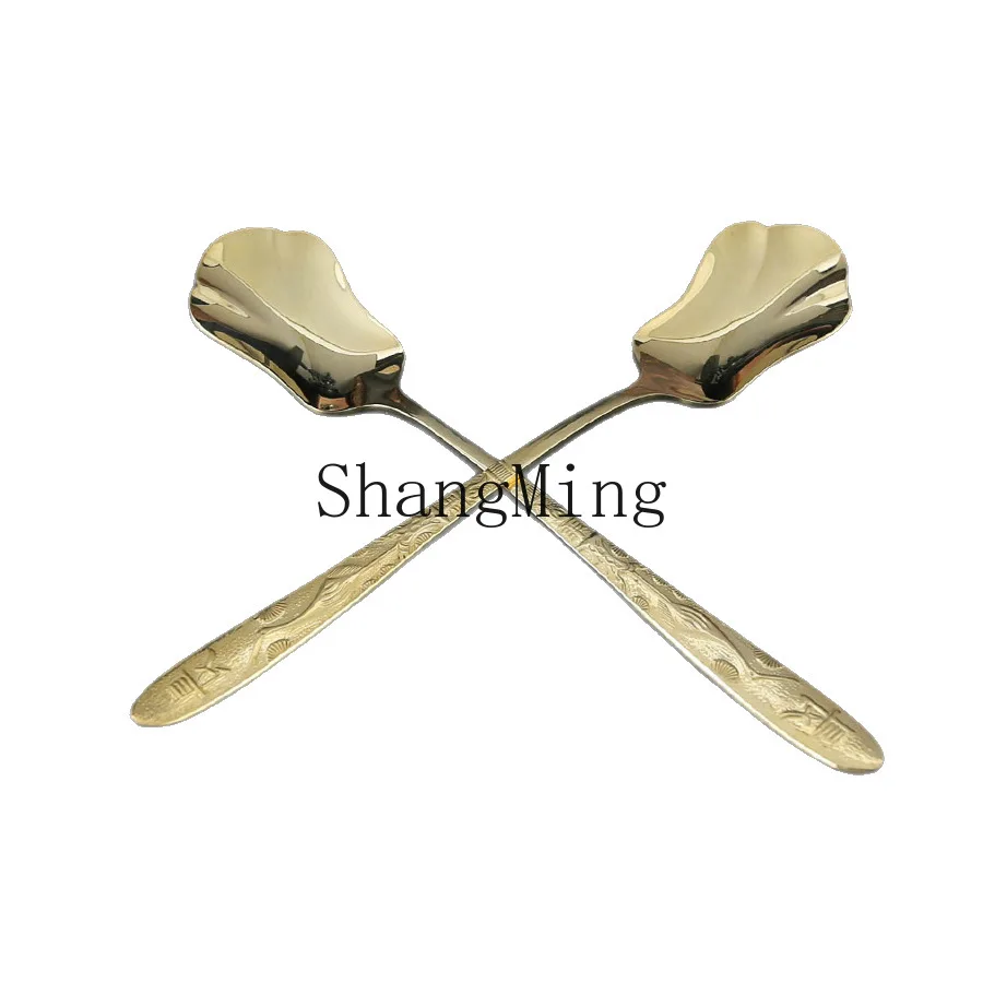 

DSA creative brass spoon solid pure copper thickened spoon Ruyi longevity spoon wholesale