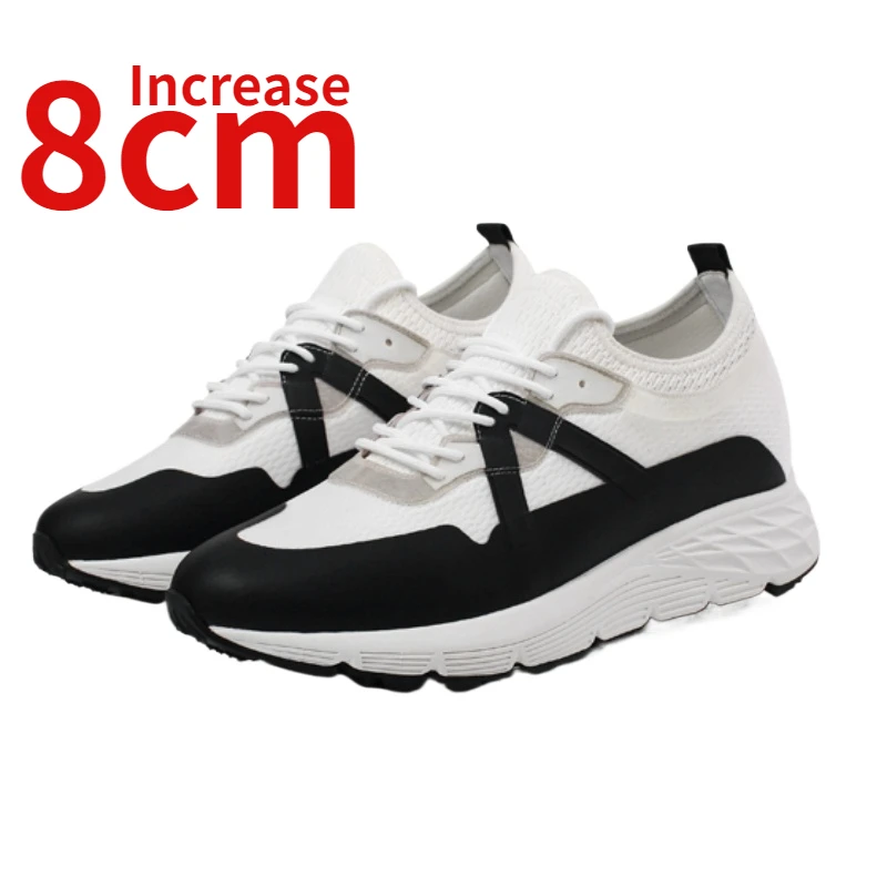 

Invisible Inner Heightening Shoes for Men Increased 8cm Summer Genuine Leather Mesh Breathable Casual Sports Trendy Board Shoes