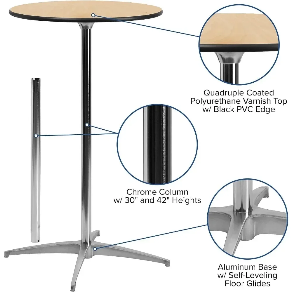 Moderne Ronde Houten Cocktailtafel, 36 Inch Diep X 36 Inch Breed X 30 Inch Hoog, Gratis Verzending