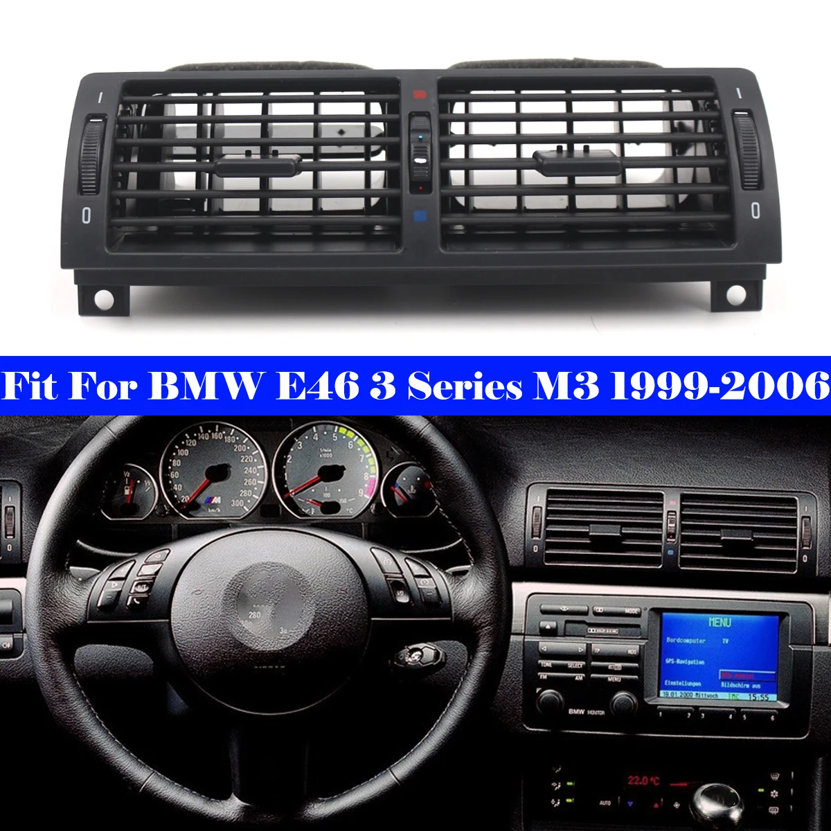 Car Dashboard Center Air Vent Outlet For BMW E46 3 Series M3 99-06 Front Dash A/C Air Conditioning Vent Grille Air Outlet Assy