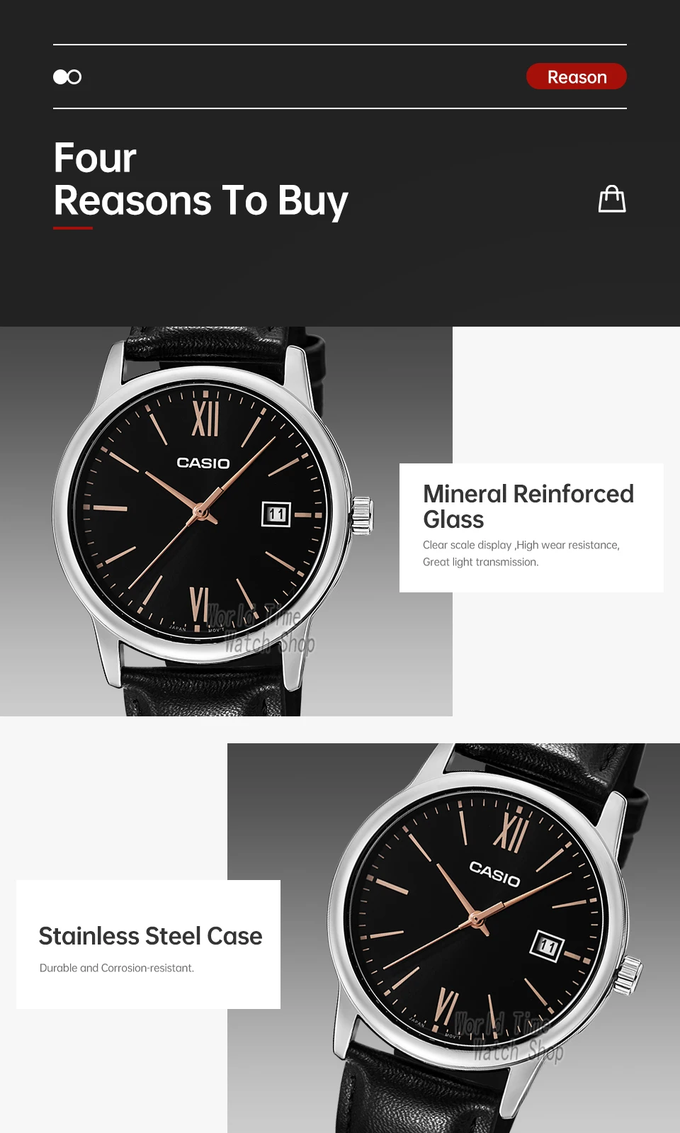 Casio Herrenuhr im Business-Casual-Stil MTP-V002L Serie Einfache Wasserdichte Uhr – Detail 12
