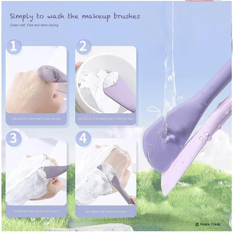 Cepillo de máscara de silicona, limpieza de belleza, cabezal de cepillo autónomo, masaje de doble propósito integrado, herramienta de eliminación de piel oscura