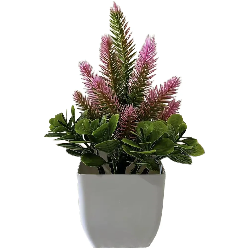 Lavender-Colored Artificial Bonsai in Square Plastic Pot for Table Centerpiece Living Room Accent or Office Decor