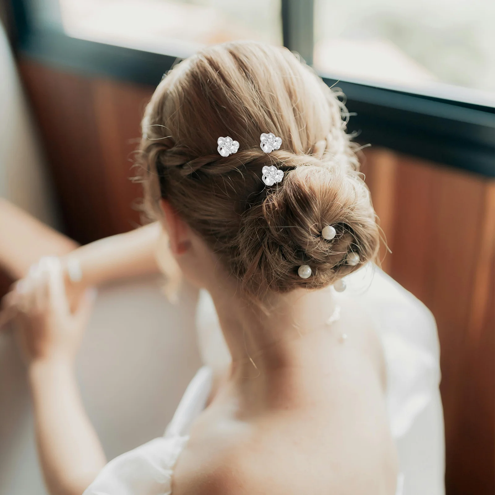 

6pcs Rhinestone Floral Hairpin Alloy Bride Ornament For Wedding Party Dance Celebrations Sparkling Hair Accessories Women Hair