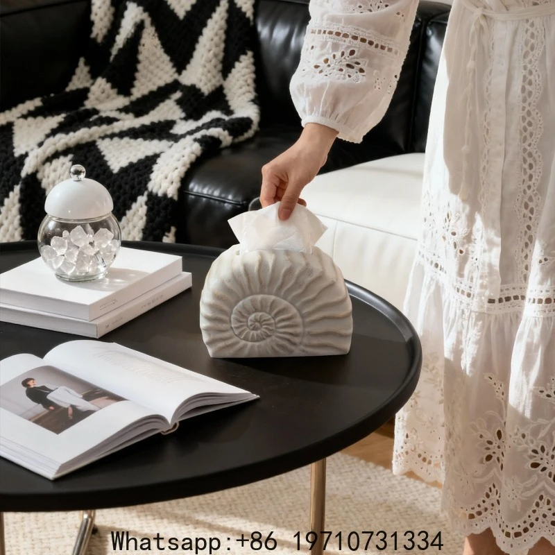 

Second-hand Conch Tissue Box Bedroom High-value Creative High-end Household Drawer Box Ornaments