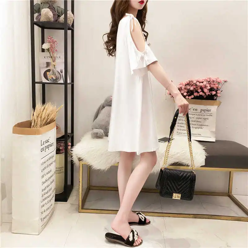 Grande taille femmes T-irt oulder Bared ort Sve coupe ample couche de Base printemps été Faion coréen Sle rond Ne haut