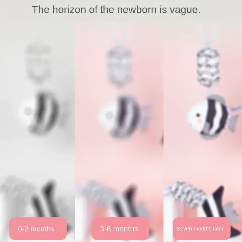 Soft Hanging Stroller/Crib Bell, Black & White Baby Rattle for Development 5