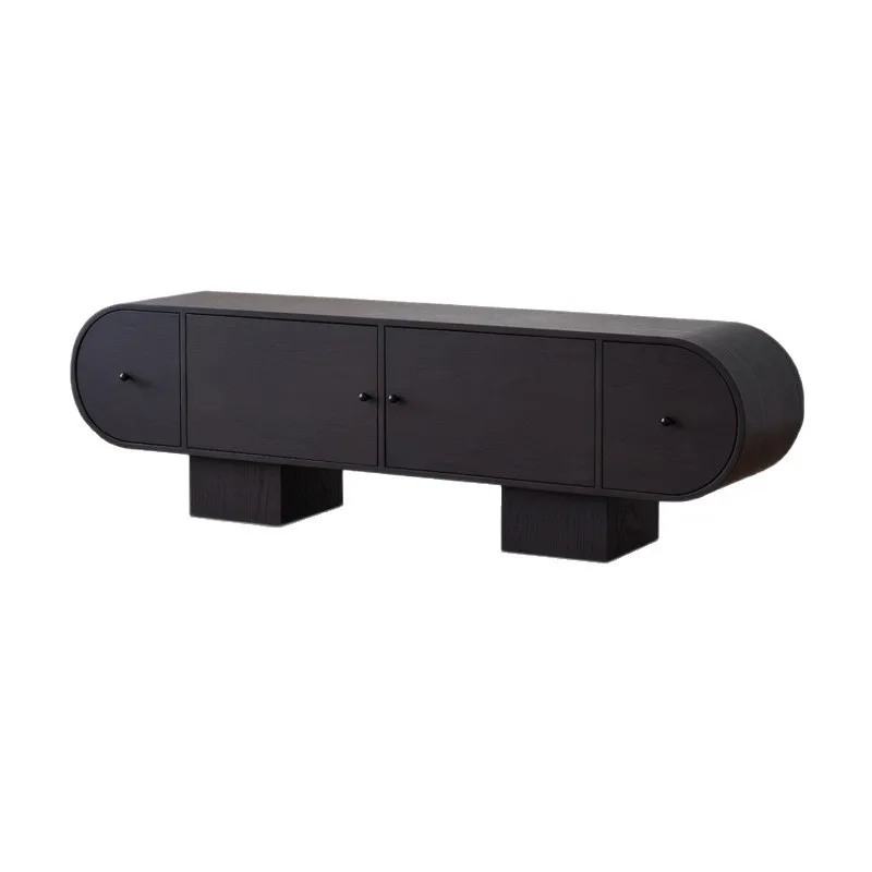 

Nordic Simple Retro Black Solid Wood TV Cabinet for Small Apartments Ancient Style Living Room Furniture