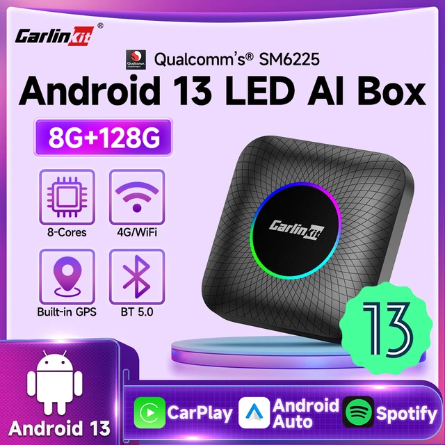 アンドロイド 13 LED CarlinKit CarPlay AI ボックスクアルコム SM6225 ワイヤレス CarPlay Android  自動スマートカーミニボックス 4 グラム LTE FOTA アップグレード 8 グラム 128 グラム - AliExpress