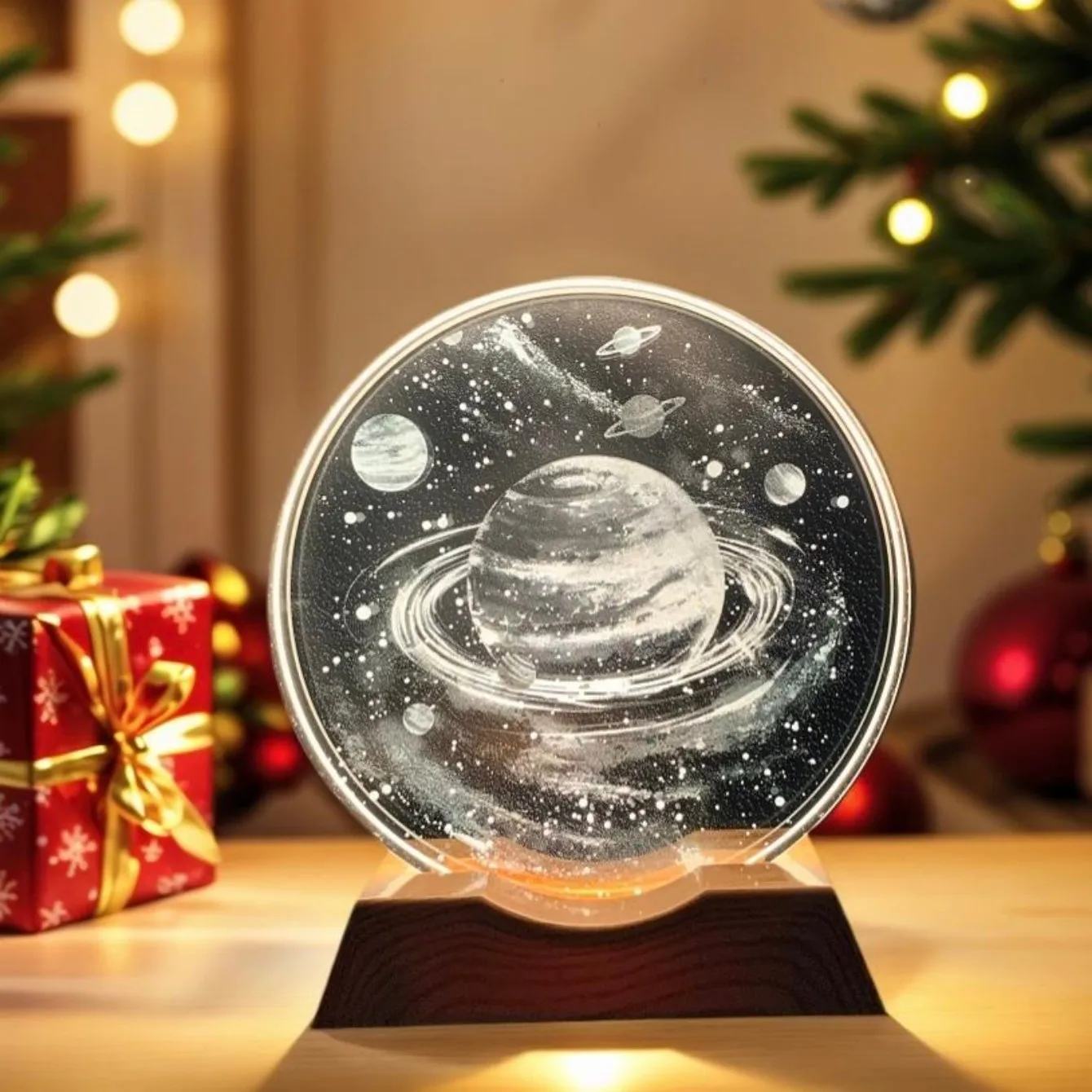 드림 유니버스 크리스탈 LED 야간 조명 스트립 베이스, 유리 장식 램프, 침실, 거실, 생일 및 달맞이 선물에 적합