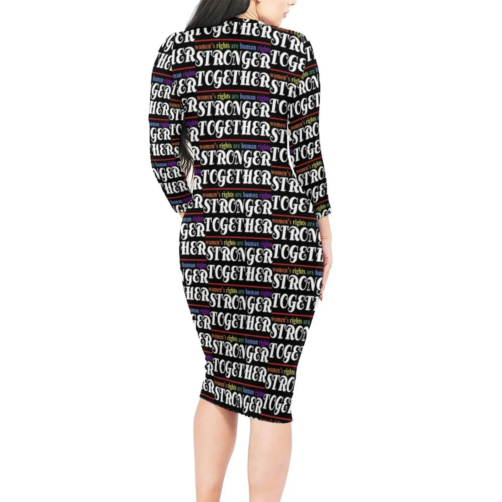 Womens Rights Bodycon Dress Autumn Women's Rights Are Human Rights Pretty Dresses Women Long Sleeve Fashion Dress 3XL 4XL 5XL