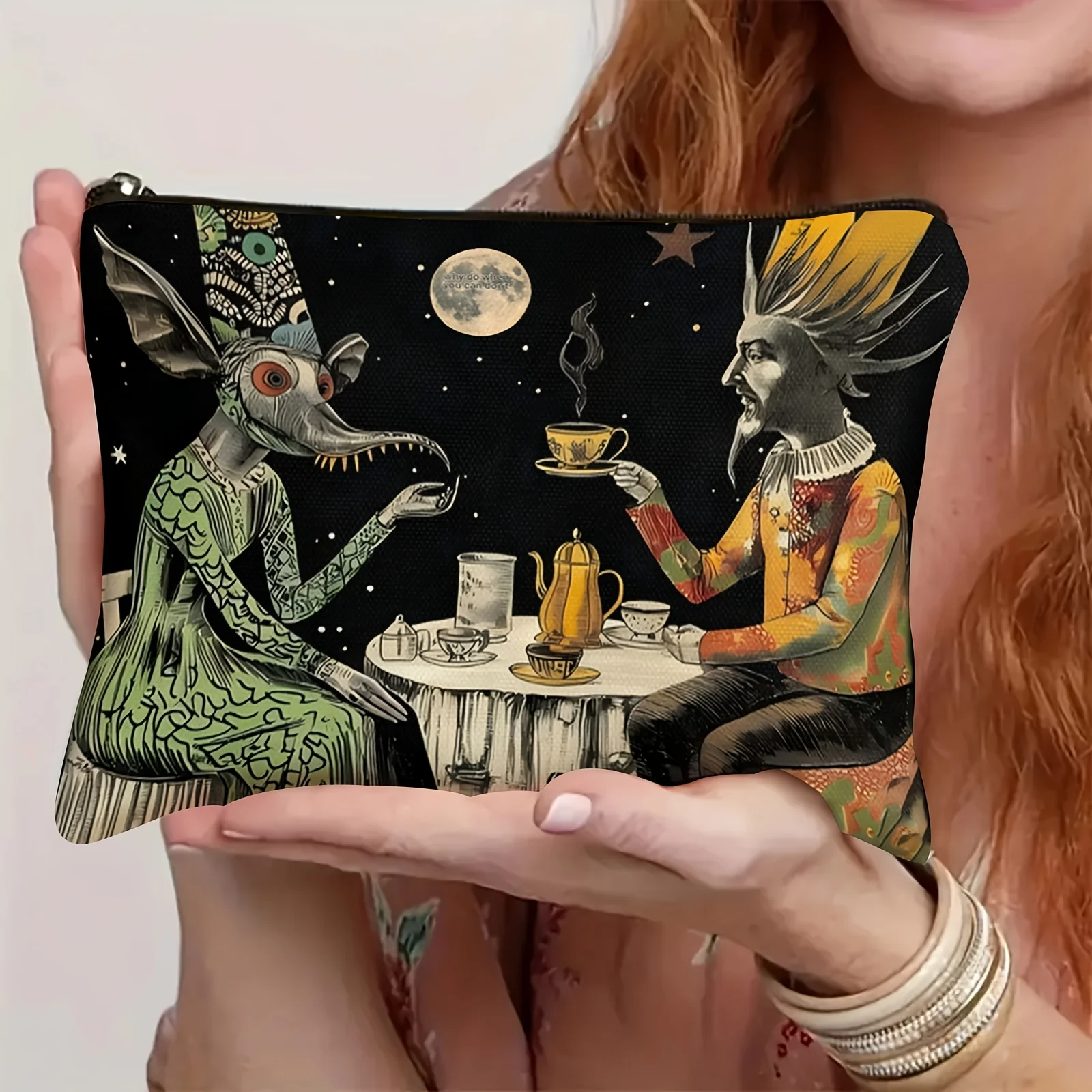 Gothic Victorian Makeup Bag Makeup Bag with Whimsical Tea Party Design Cosmetic Pouch Travel Toiletry Organizer Unique Gift
