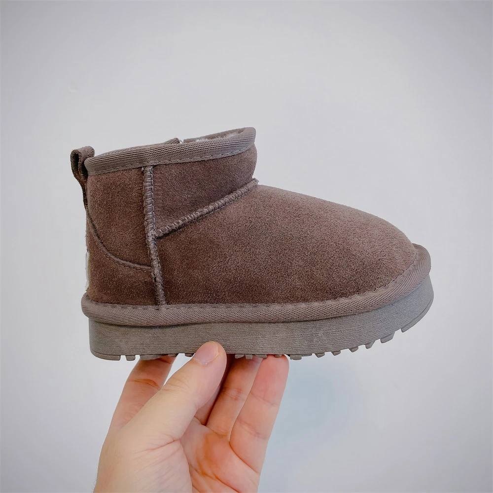 Winter children\'s outdoor snow boots boys girls mini sheepskin plush warm boots children\'s large cotton warm cotton boots