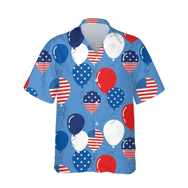 Camisas gráficas de la bandera de América para hombres, ropa estampada en 3D, camisas hawaianas de playa, Tops Y2k de manga corta, ropa Vintage, blusa de solapa