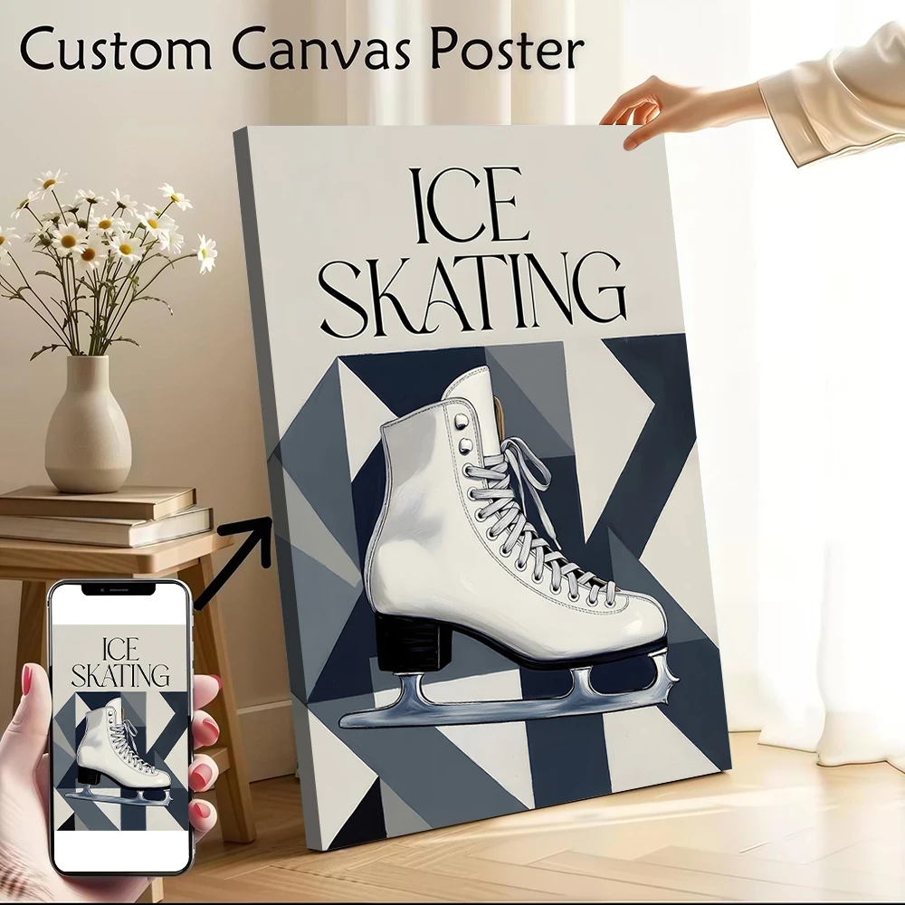 Ice Skating Printed Canvas Poster Custom Pictures Wall Art Canvas Painting for Bathroom Decor Living Room Decorative Paintings