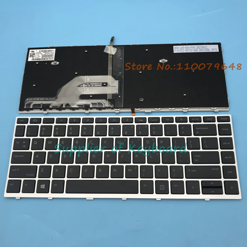 

NEW Latin Spanish/English Keyboard For HP Probook 440 G5,430 G5,445 G5 Laptop Silver/Black Frame