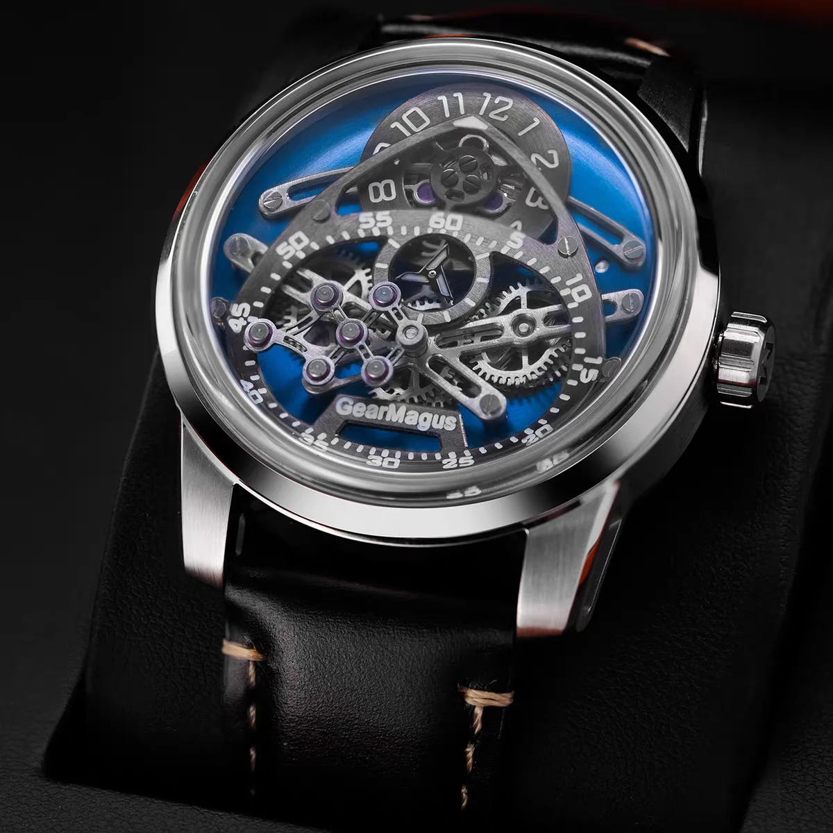 OBLVLO Men Automatic Watch 42MM Mechanical Wristwatch Luminous 50m Waterproof Sapphire Unique Concept Dial SW200
