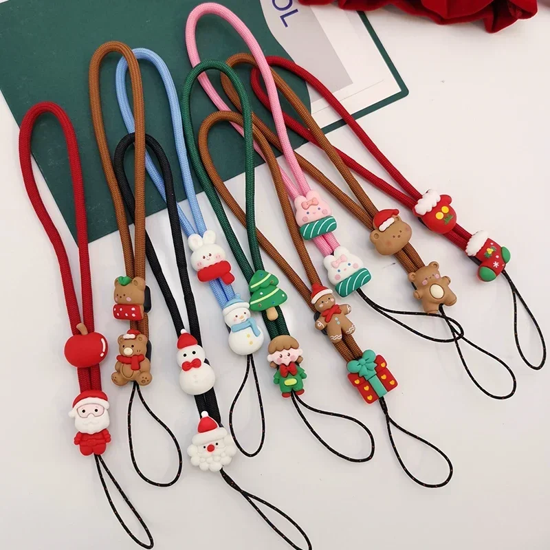 Mobile Lanyard Cartoon Christmas Cute Doll Double Ornaments Simple Wrist Pendant Simple Hanging Shell Universal Cute Phone Charm