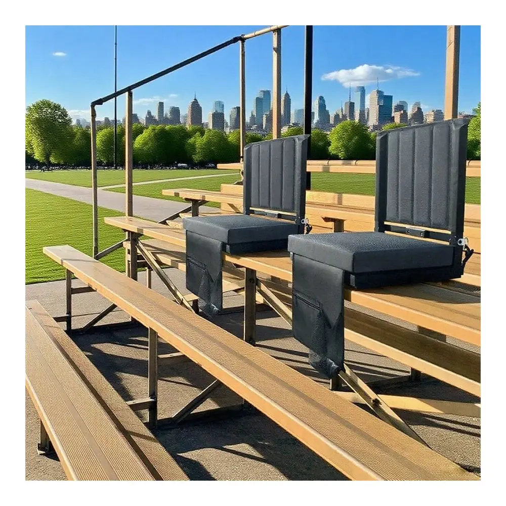 

1 PcOutdoor Stadium Seat Portable Folding Bleacher Chair With Back Support, Padded Cushion, Cup Holder, Pocket Shoulder Strap Fo