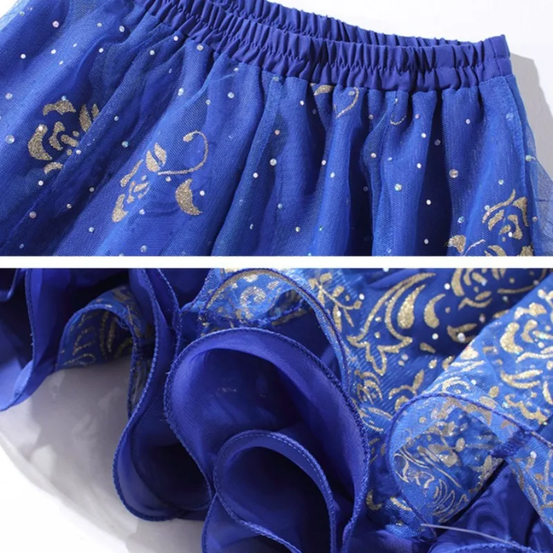 Nuevo traje de danza étnica estilo Xinjiang traje de danza del vientre indio Chiff en vestido de actuación conjunto para adultos