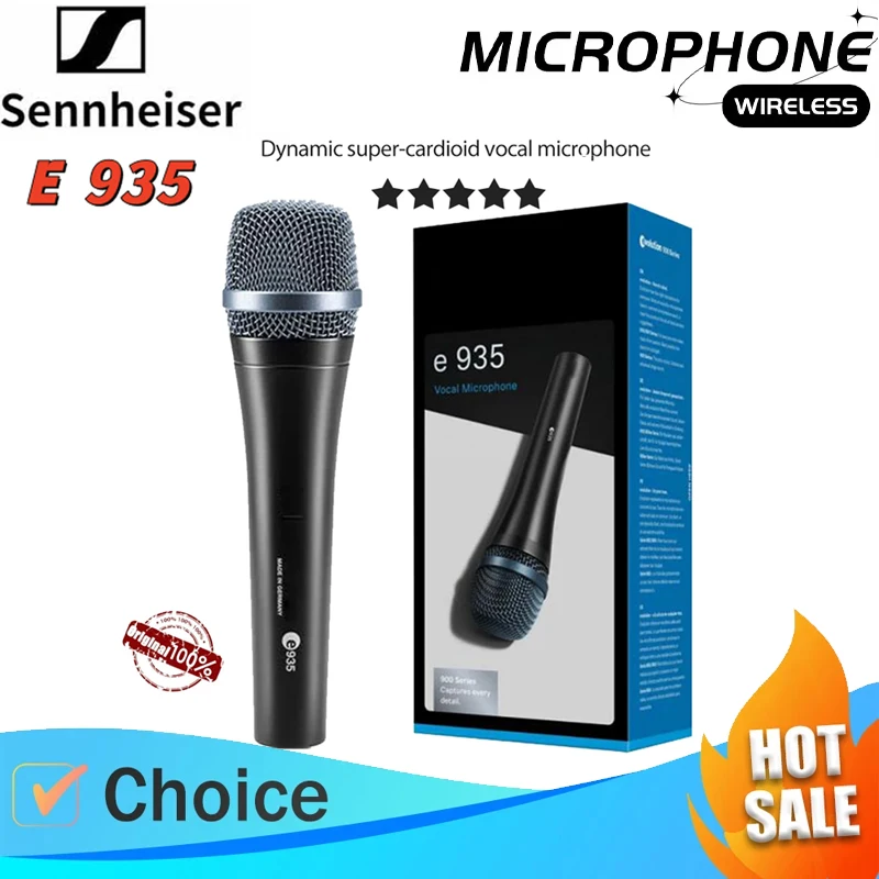 

Профессиональный динамический микрофон Sennheiser E935 с кардиоидной диаграммой направленности, проводной, для вокала, ручной, для сцены и пения