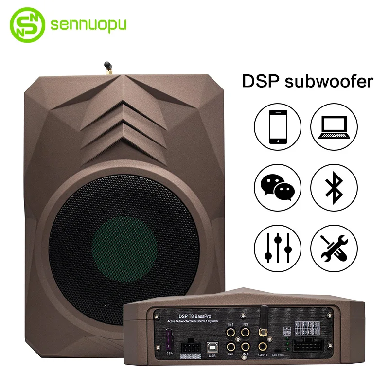 Fabricante Sennuopu Subwoofers de 8 polegadas Subwoofer ativo de áudio para carro com 5 canais DSP