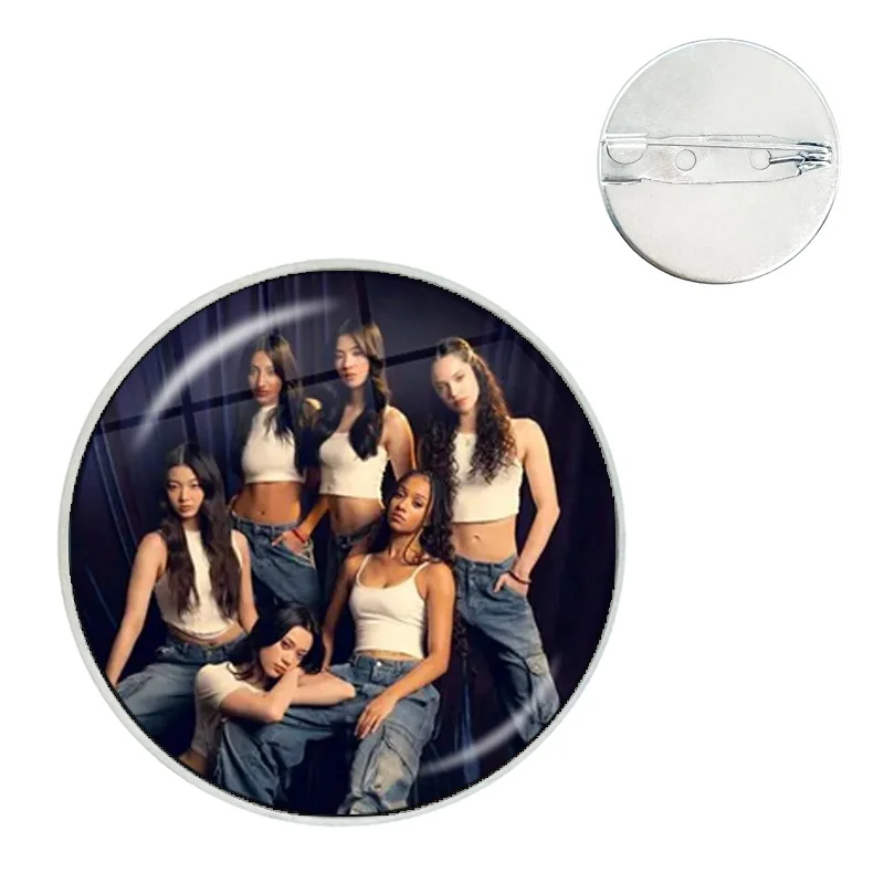 K- KATSEYE Creative Metal Pins Glass Brooch Katseye Korean Girl Band Badge Backpack Hat Accessories Jewelry Decoration Fans Gift