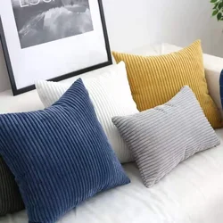 Striped Corduroy Fabric Solid Color Cushion Cover 45/50/40CM Sofa Bed Decoration Classic Simple Pillowcase Free Shopping