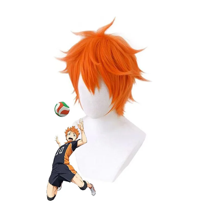 バレーボール少年 日向翔陽 コスプレウィッグ オレンジ ショートヘア 縮まない 簡単にスタイリングできる コスプレ