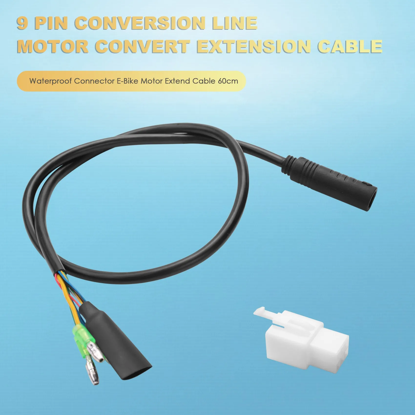 Cable de extensión de conversión de Motor RIRI, línea de conversión de 9 pines, conector impermeable, Cable de extensión de Motor de bicicleta eléctrica de 60cm