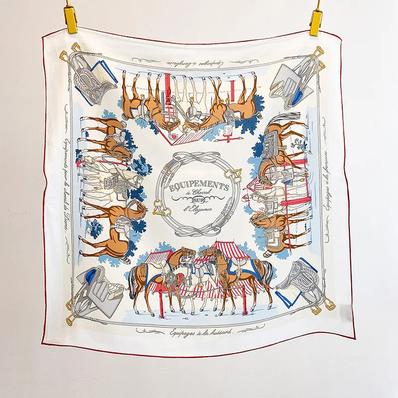 British Luxury Equestrian Bandana 100% MULBERRY SILK Multi Color Vintage Horse Equipment Neck Hair Wrap Unisex Party Gift