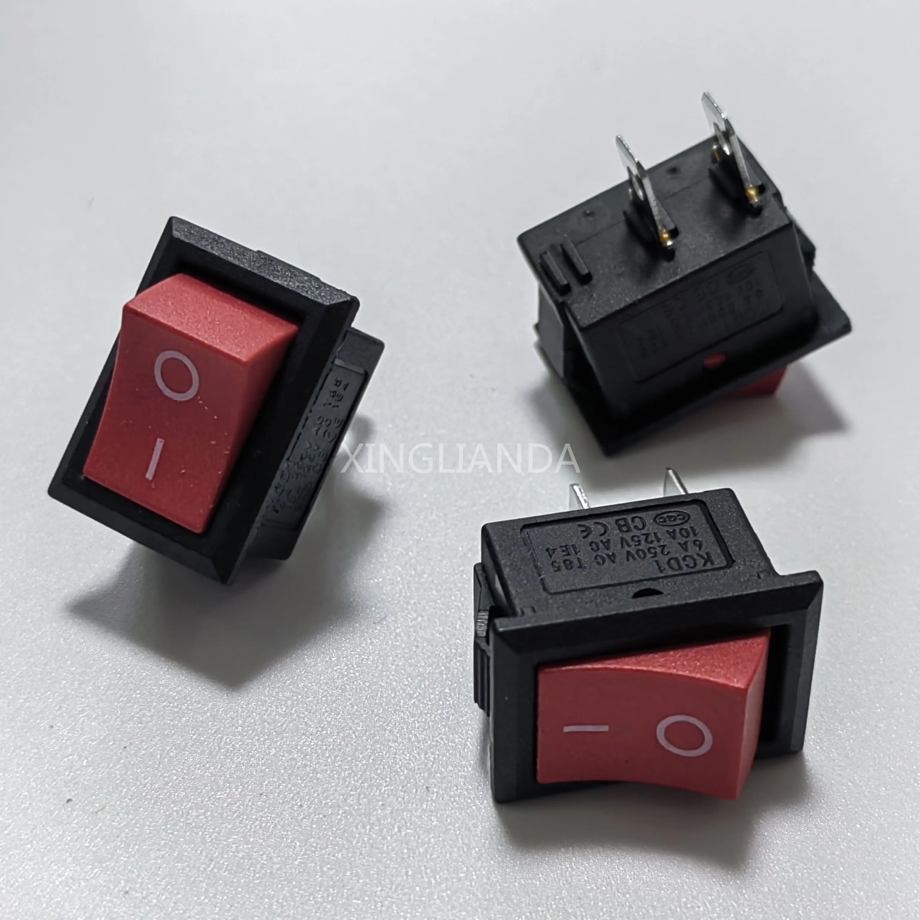 20Pcs Mini Rocker Switch KCD1,ON/OFF,Electrical Equipment,2Pin,2 Position,15*21mm,6A 250VAC/10A 125VAC,NO LED Red Black