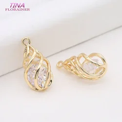 18x9.5MM 14K Gold Color Plated with Zircon Drop Charms Pendants Jewelry Findings Accessories