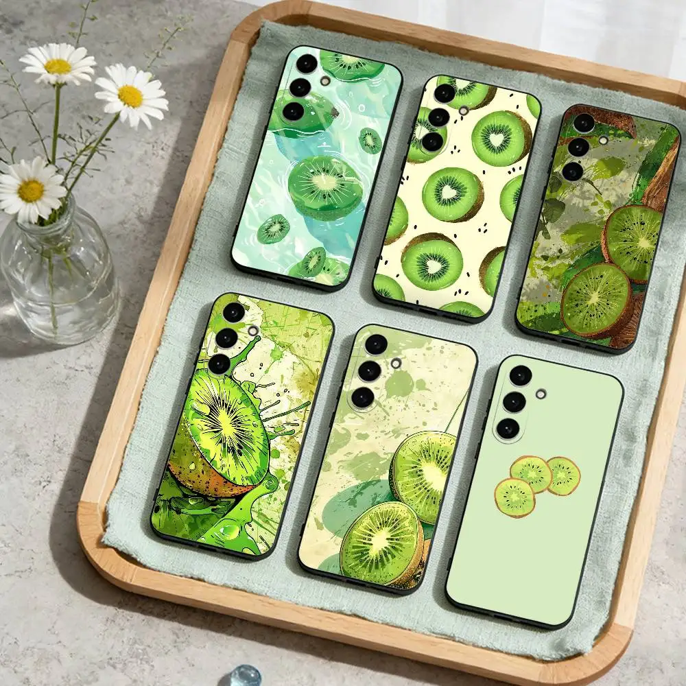 حافظة هاتف كيويفروت مقطوعة بشكل عصير لهاتف سامسونج جالاكسي A73، A72، A71، A70، A53، A52، A51، غطاء أسود من السيليكون الناعم