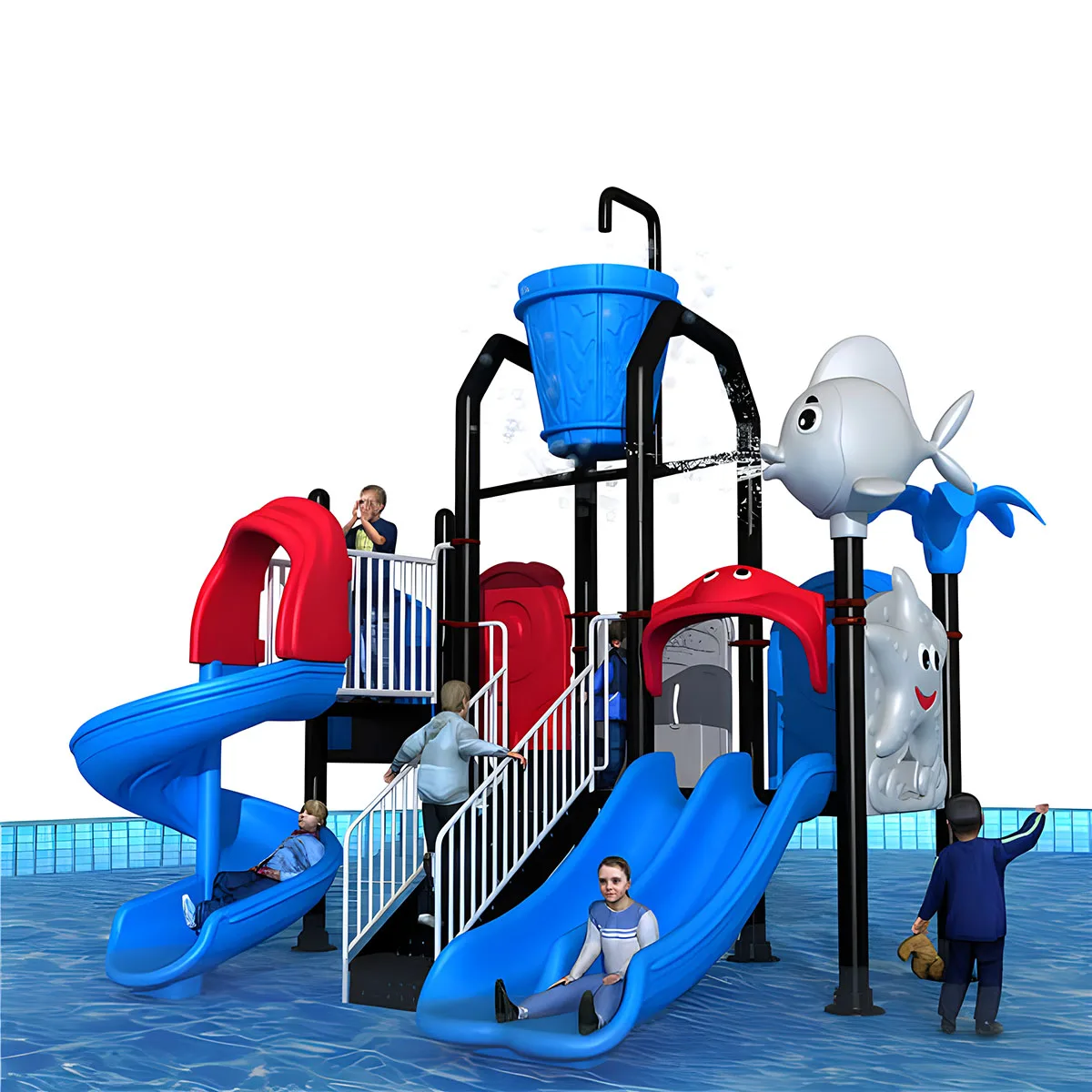 Commercial Aquatic Adventure Kids Water Slide Outdoor Playground Park Children Kids Resort Water Sliding for Swimming Pool