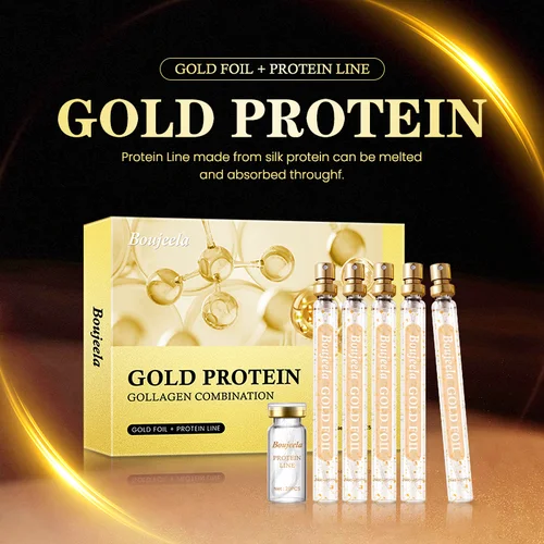 Imagen 1 del producto Línea de proteínas doradas, juego de tallado de colágeno dorado, línea de proteínas doradas, cuidado facial, suero reafirmante de elevación