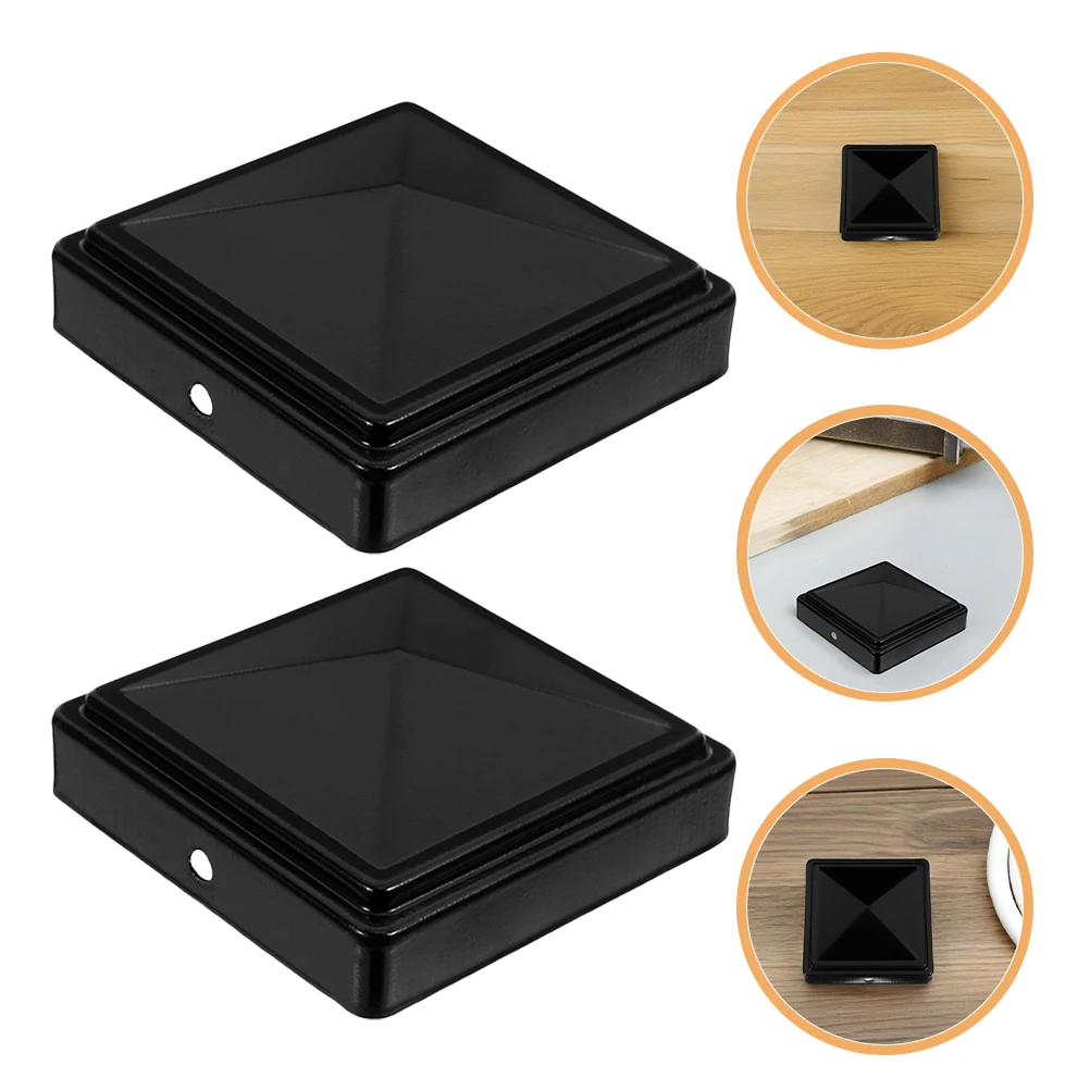 

6pcs Aluminum Fence Post Cover Black Galvanized Square Shaped Pressure Fit Post Protector Metal Cap for Garden Supplies