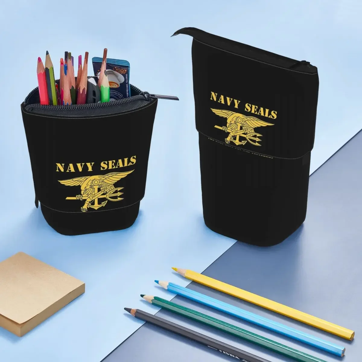 USA Navy SEALs  Reversible Pencil Case for Studen School Pen Box Pencil Bag Stationery Supplies Pen Holder Bag