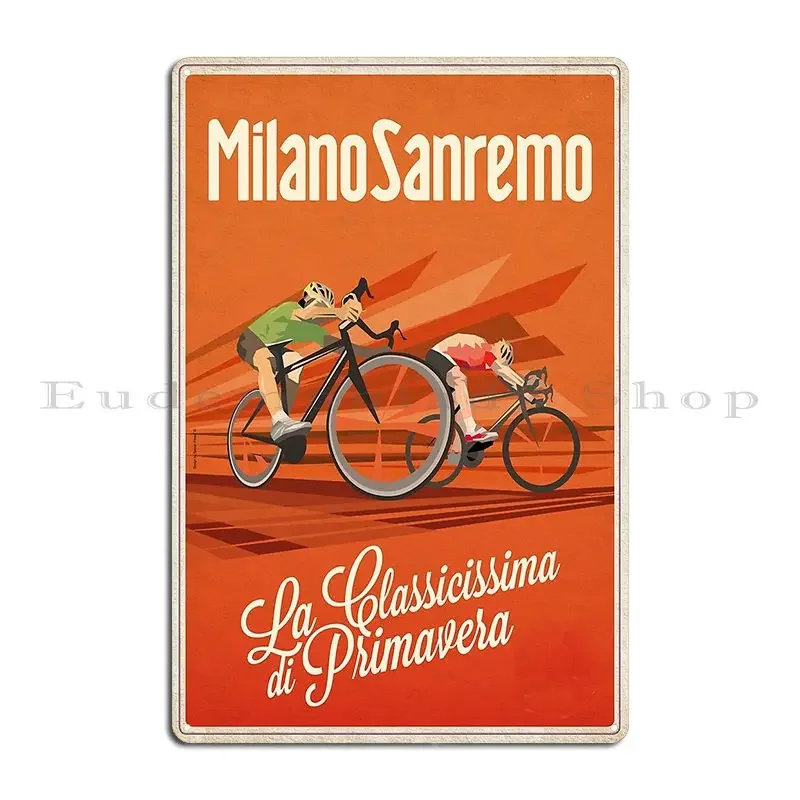 Retro Milan San Remo Cycling Art Metal Plaque Poster Funny Print Garage Party Cinema Tin Sign Poster